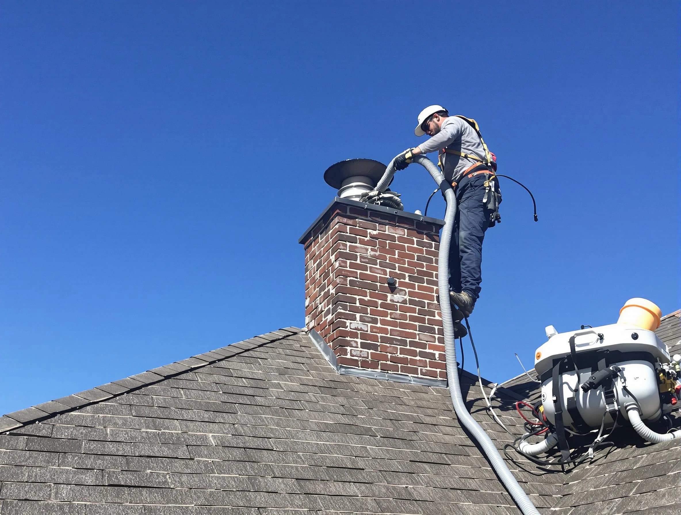 Dedicated Dickson Chimney Sweep team member cleaning a chimney in Dickson, TN