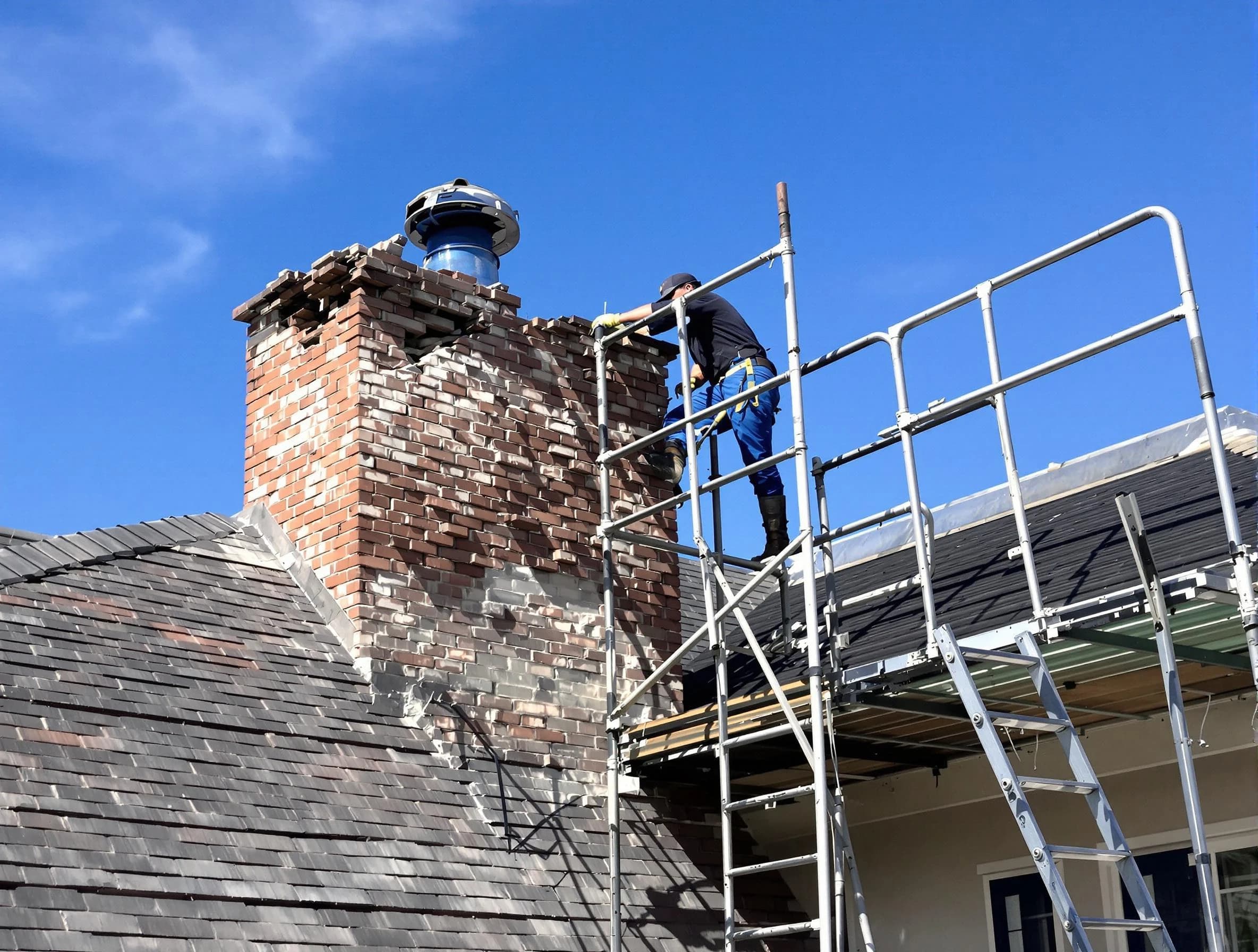 Rebuilding a chimney structure by Dickson Chimney Sweep in Dickson, TN