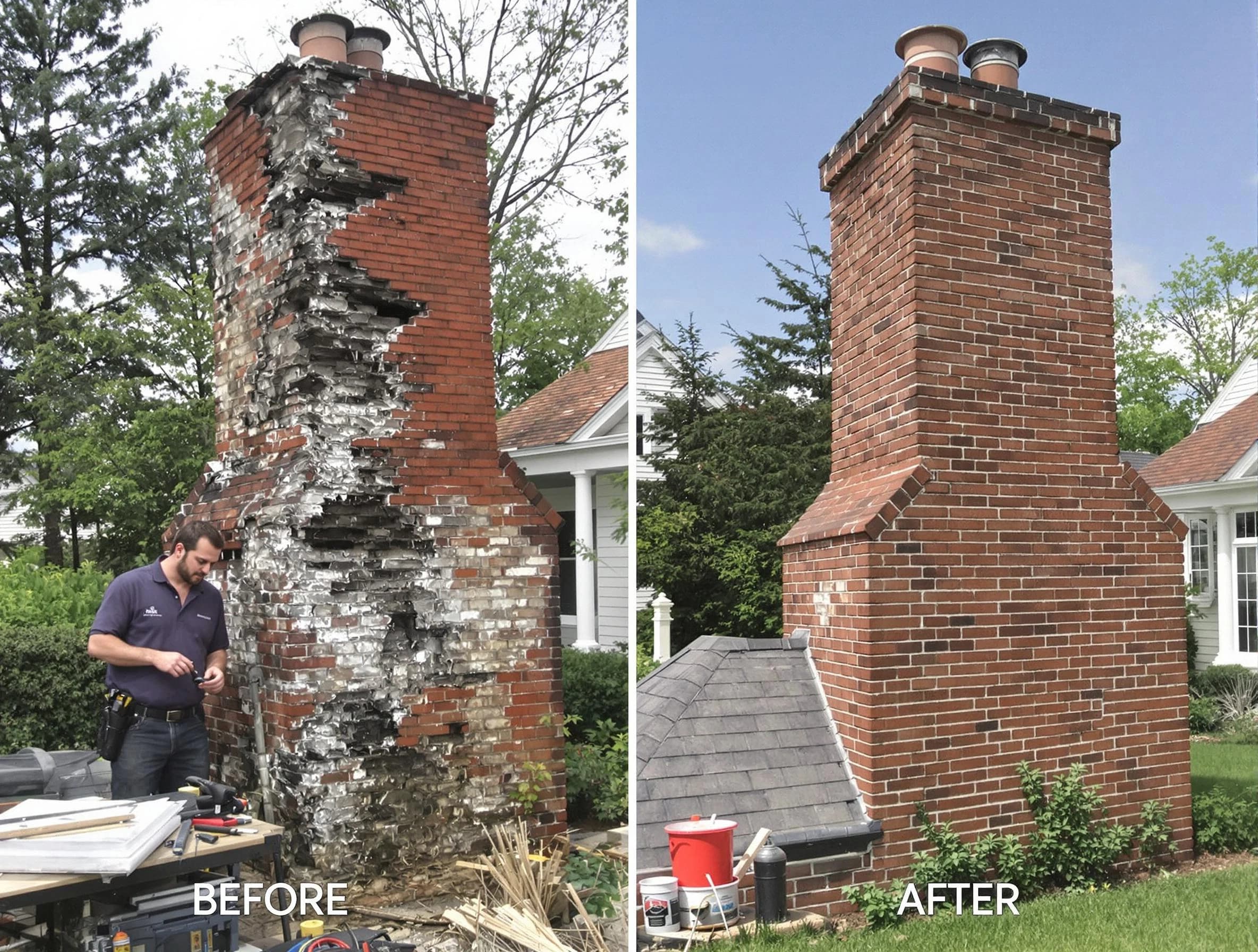 Dickson Chimney Sweep performing a full chimney restoration in Dickson, TN