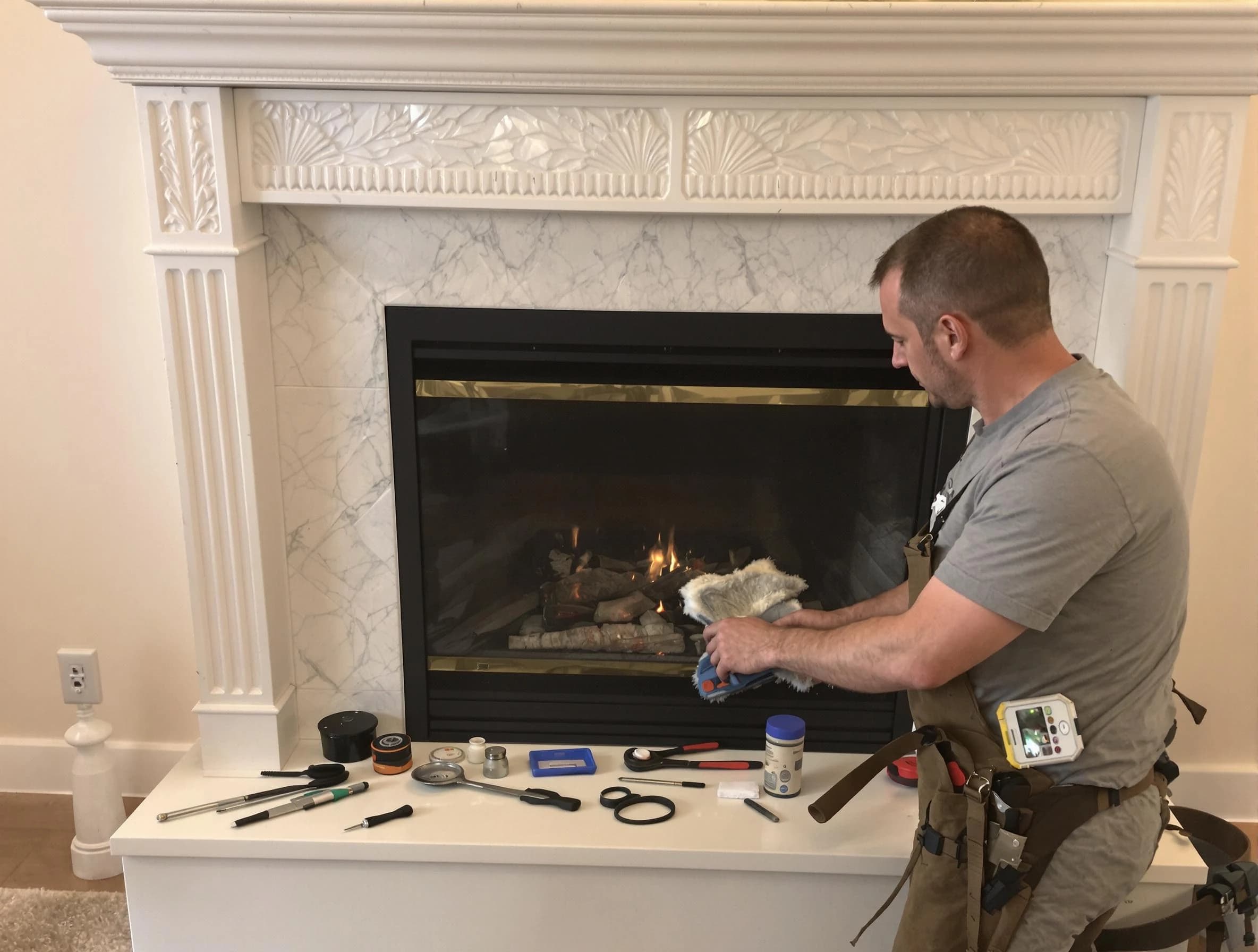 Dickson Chimney Sweep performing fireplace maintenance in Dickson, TN