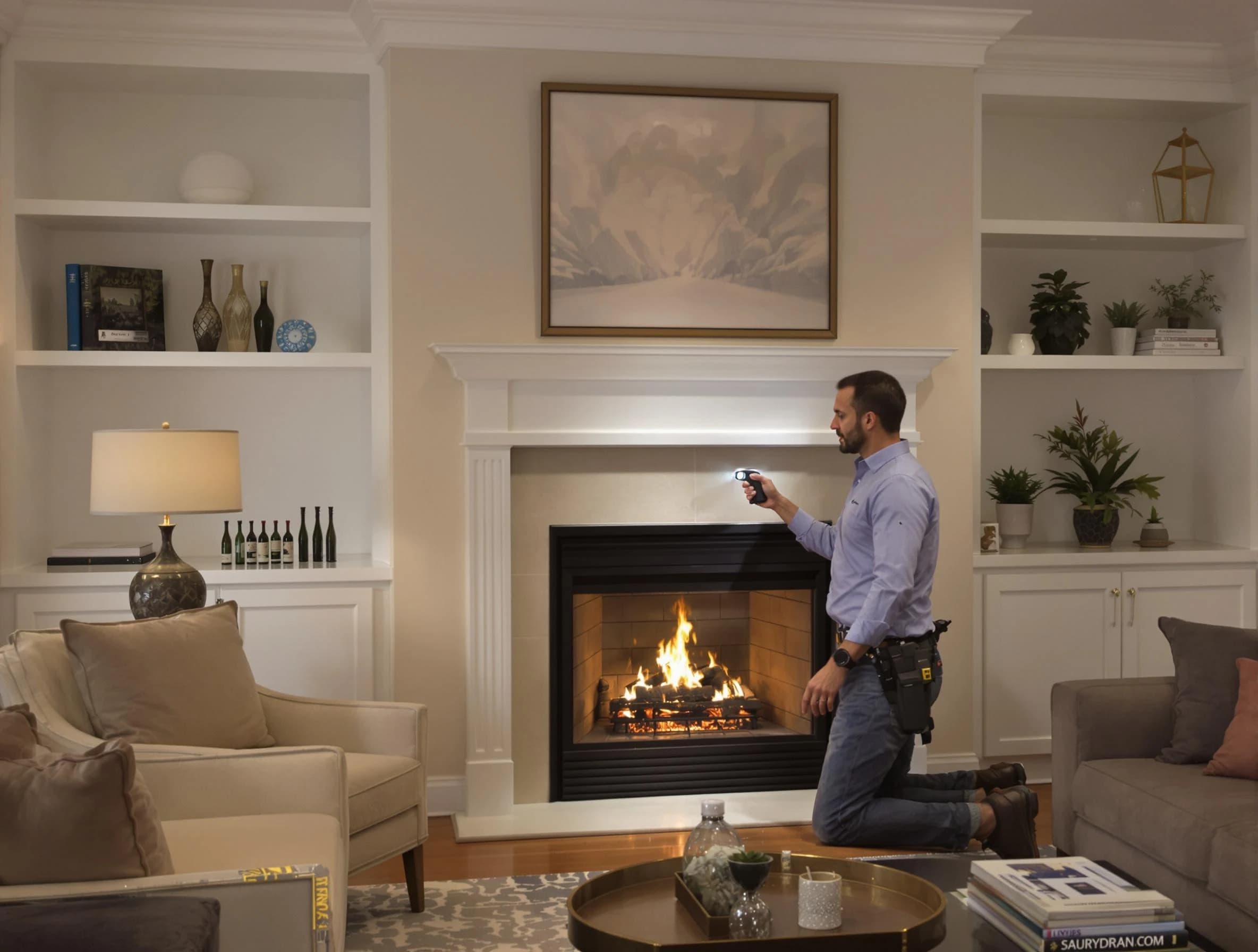 Dickson Chimney Sweep conducting a fireplace safety inspection in Dickson, TN