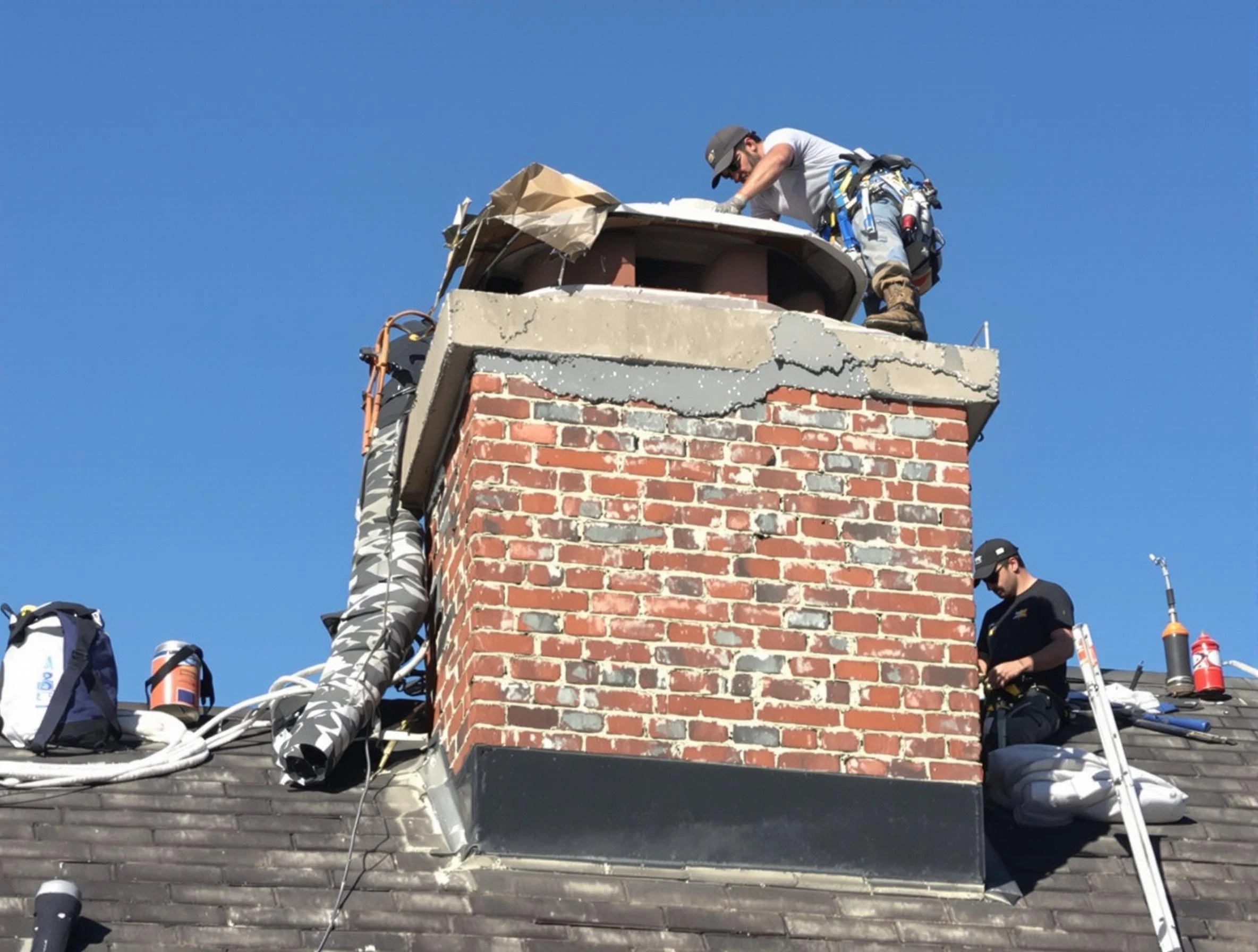 Dickson Chimney Sweep installing a custom chimney crown in Dickson, TN