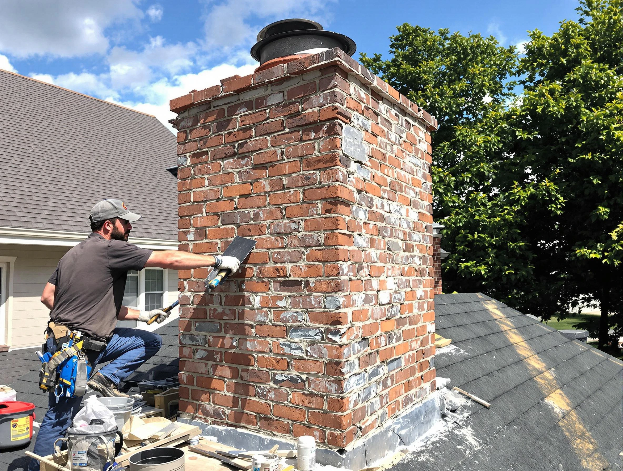 Completed chimney rebuild by Dickson Chimney Sweep in Dickson, TN