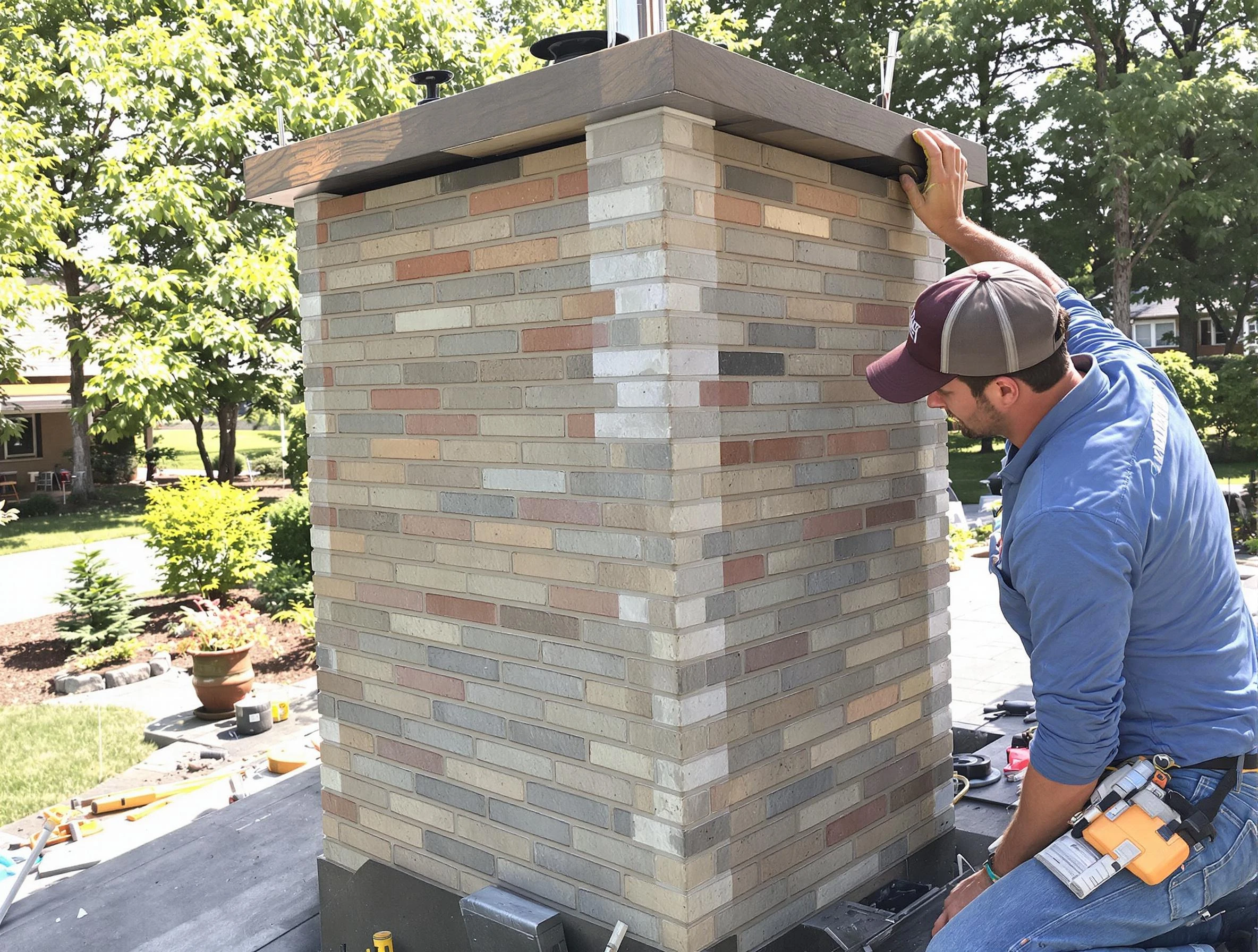 Dickson Chimney Sweep completing a modern chimney remodel in Dickson, TN