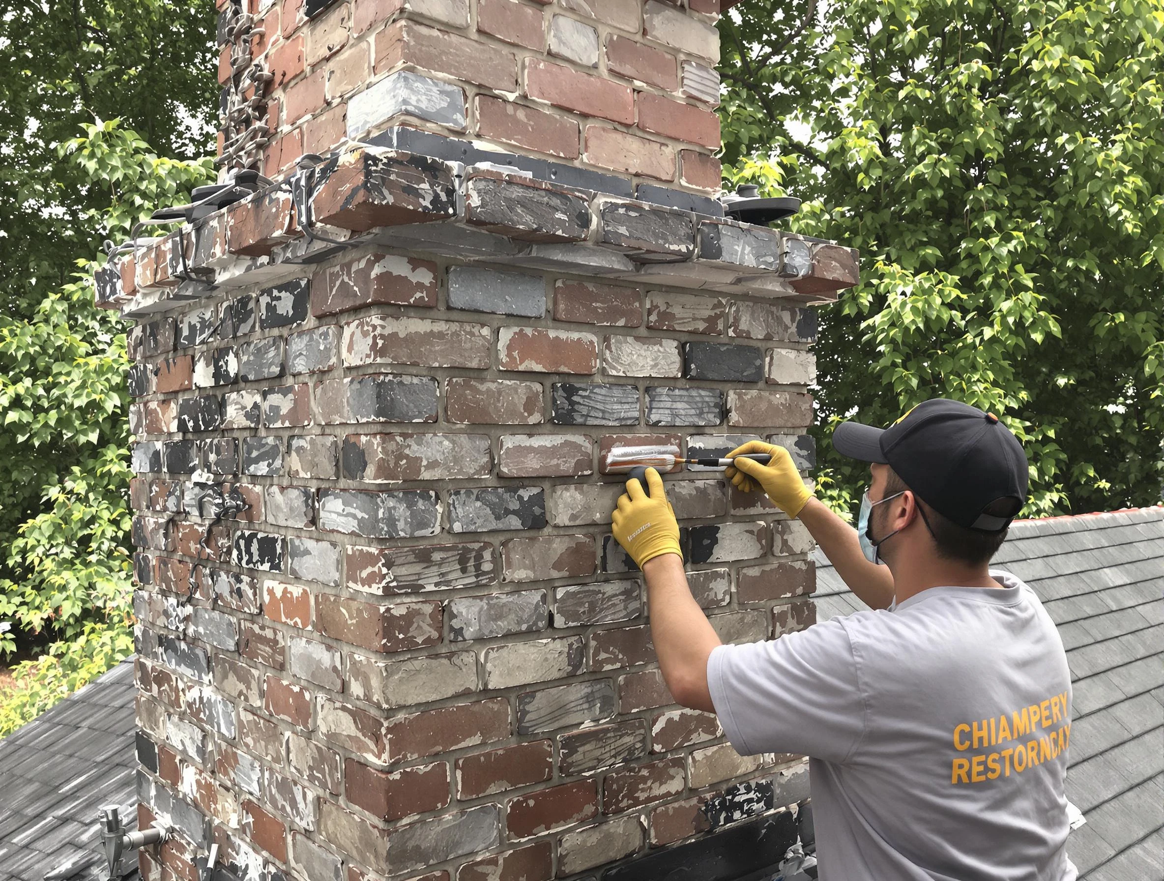 In-progress chimney restoration by Dickson Chimney Sweep in Dickson, TN